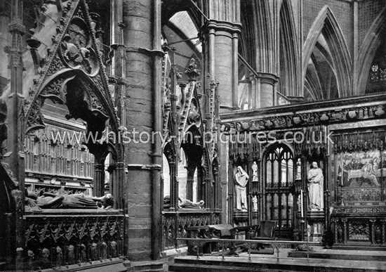 Crusader's Tomb & Reredos, Westminster Abbey, London. c.1890's.